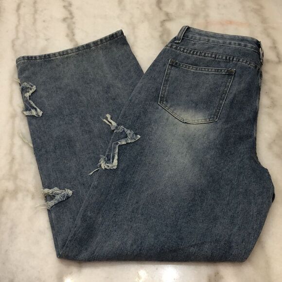 NWT Romwe new grunge wideleg jeans size 8-10 L - Picture 2 of 10
